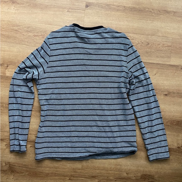 Michael Kors Men's Long Sleeve Shirt – Heather Gray and Black Stripes - Picture 2 of 5